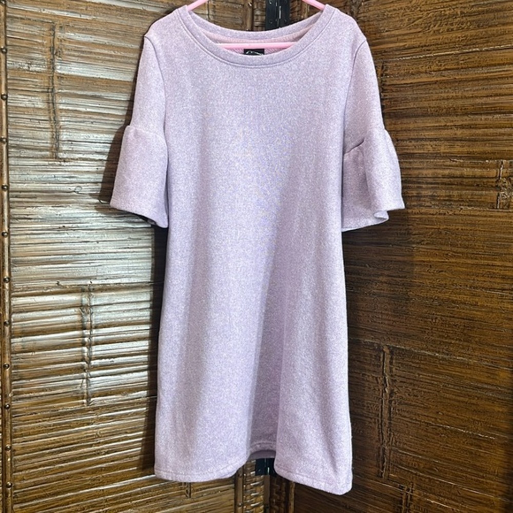 Art Class Light Purple Metallic Sparkly Silver Kid’s Tunic Sweater Dress, M(7/8)